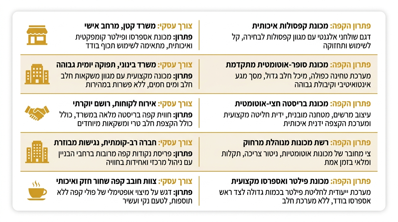 מיפוי צרכים עסקיים לפתרונות קפה מתאימים למשרדים
