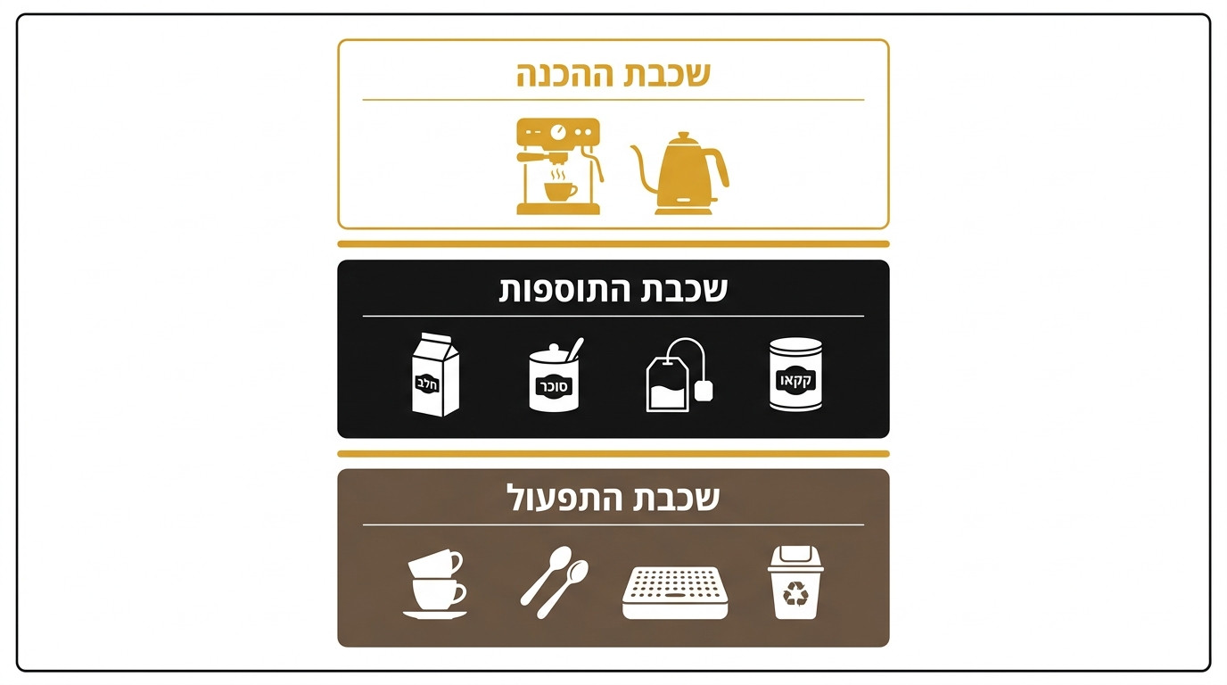 ציוד חיוני בפינת קפה קומפקטית במשרד קטן